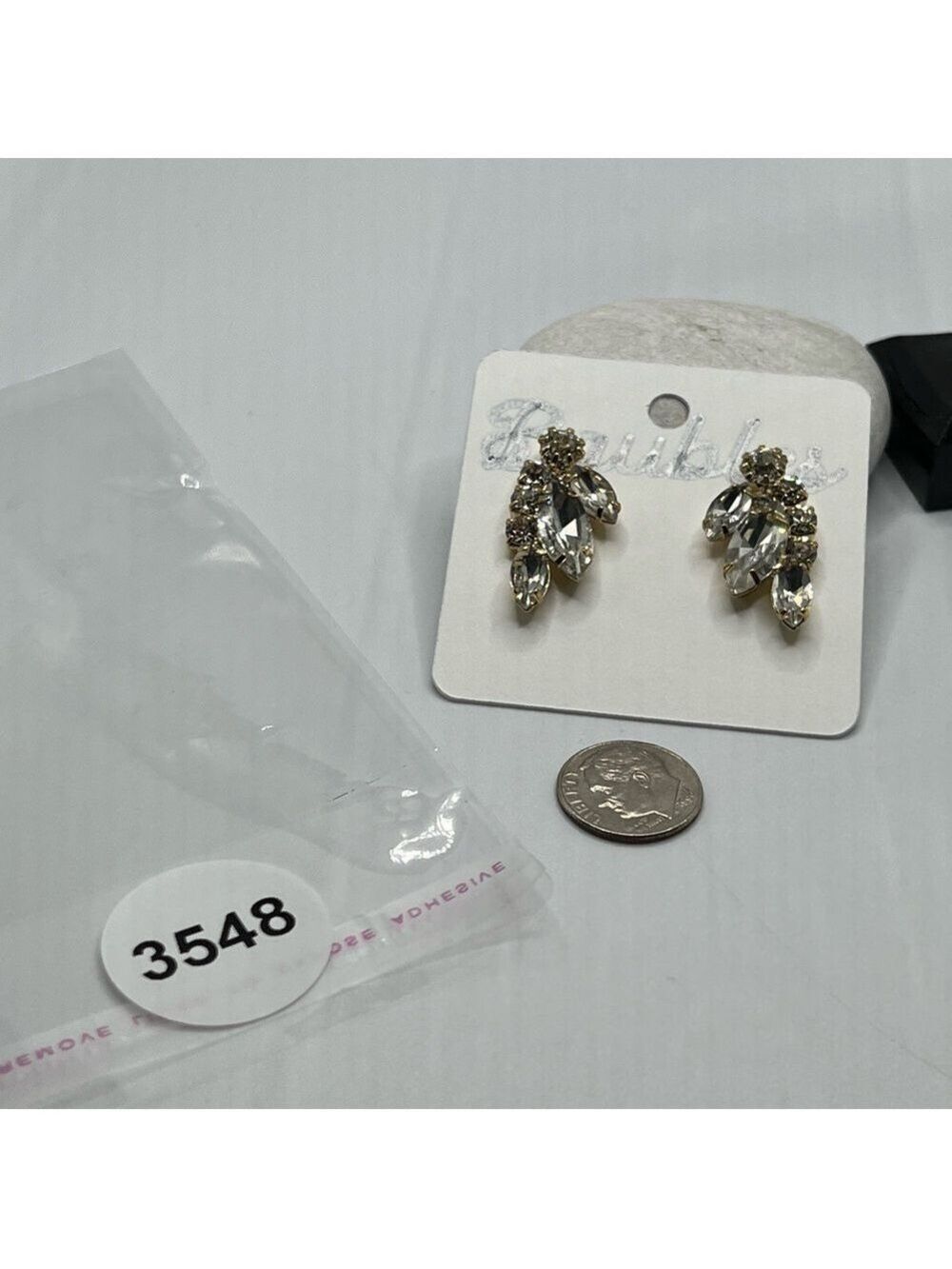 Gold and Silver Cluster Earrings with Gemstone Design - Picture 9 of 9